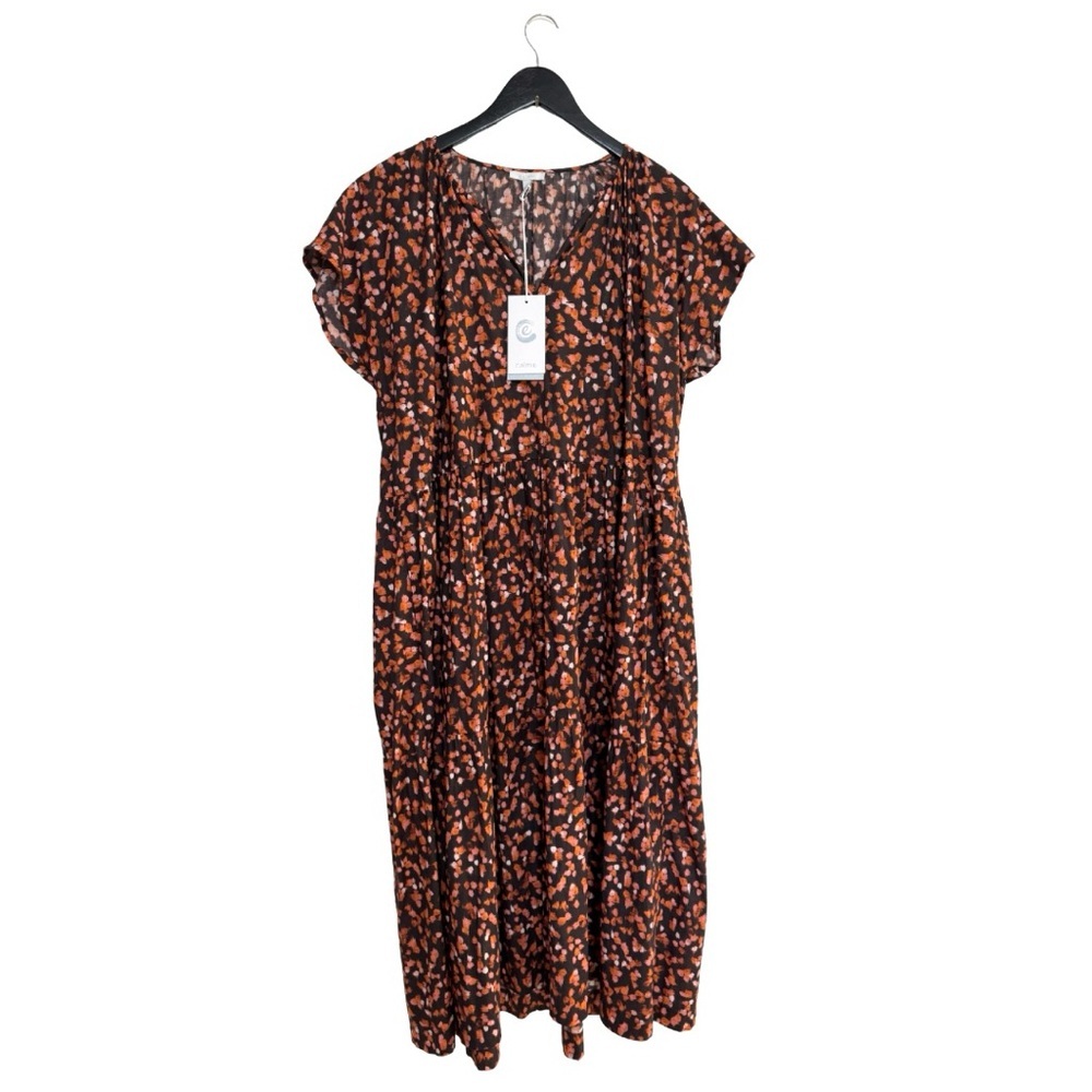 Calme by Johnny Was NWT Shirred Neck Midi Dress Multicolor Large - Picture 2 of 6
